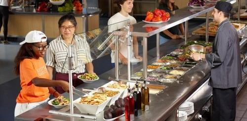 Students in line for food at McConnell Bistro